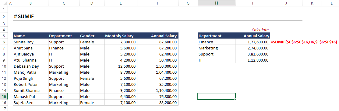 SUMIF Excel Function