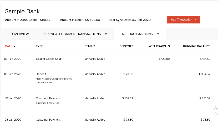 Bank reconciliation in zoho book