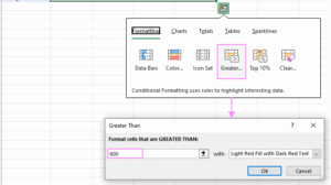Highlighting Greater Than Specified Values 
