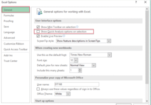 Ways To Disable Quick Analysis Tool In Excel 
