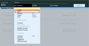 Select Alter option 