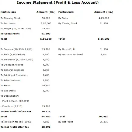The Income Statement (Profit and Loss Account)