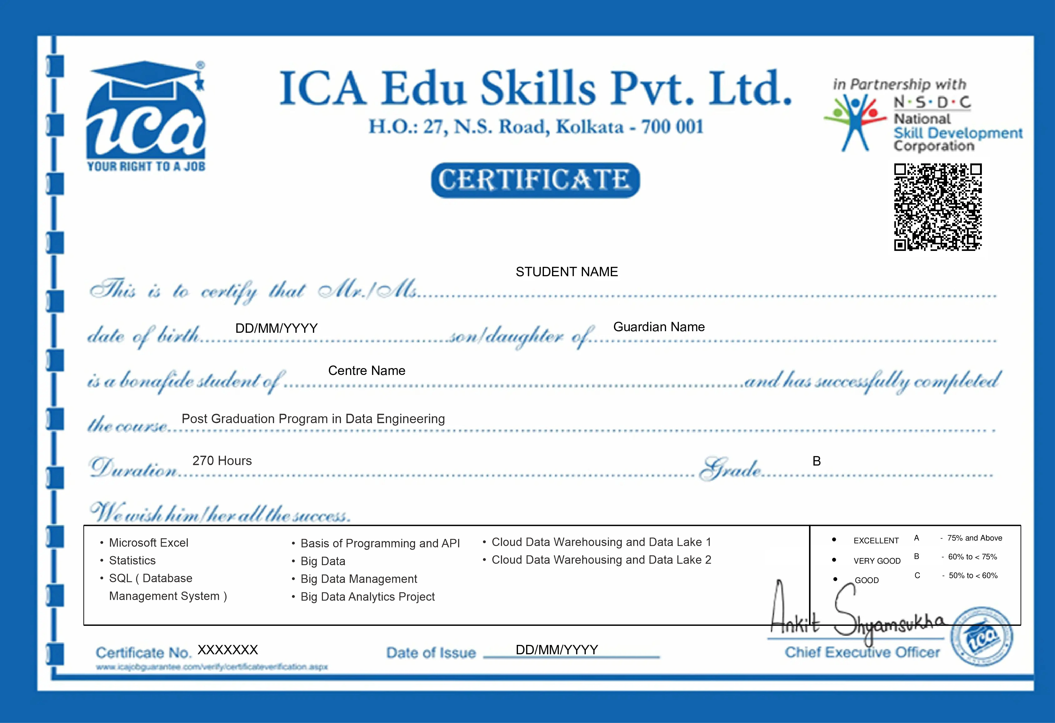 data engineering course certificate
